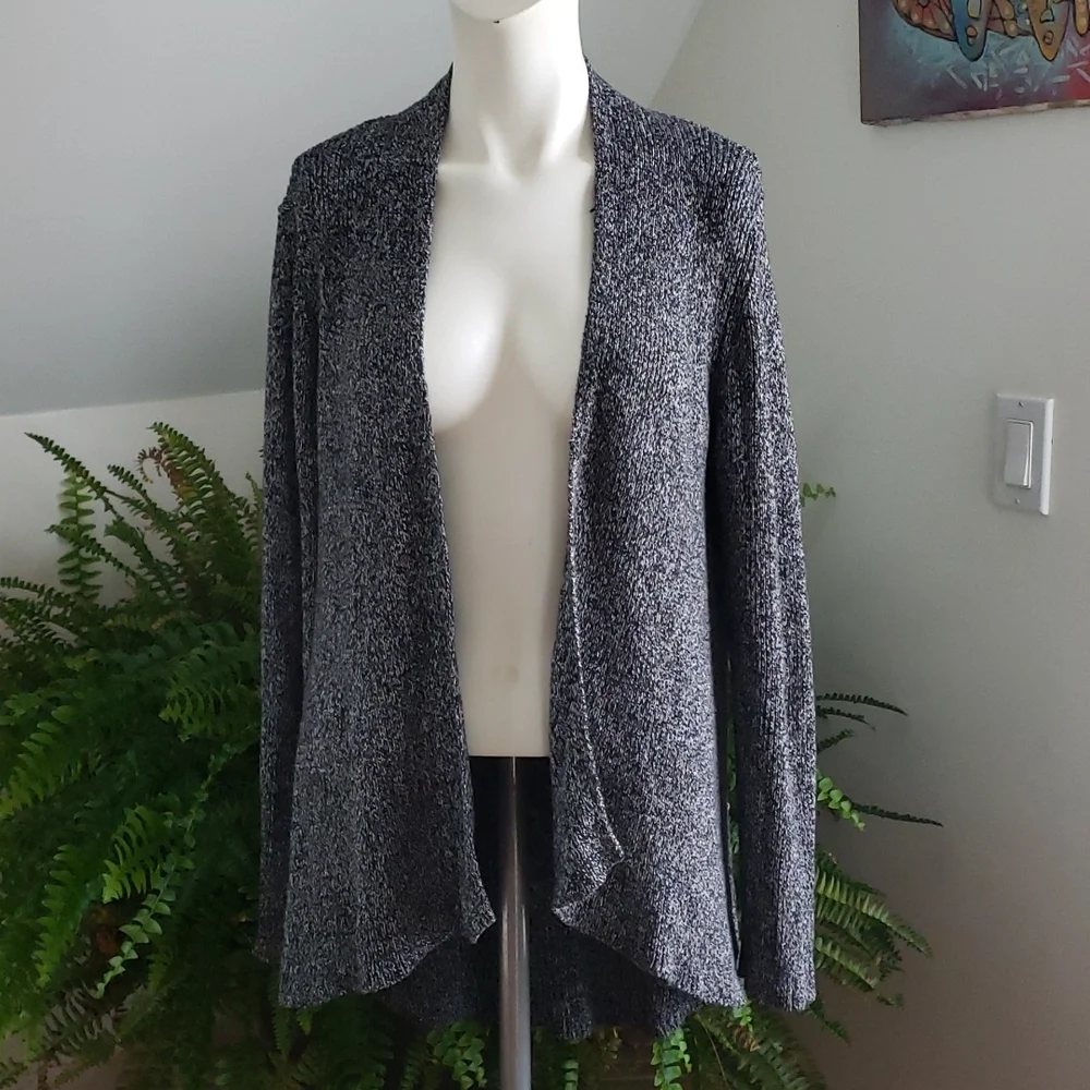 Karl Lagerfeld Gray Heather Cascade High-Low Sweater Cardigan
